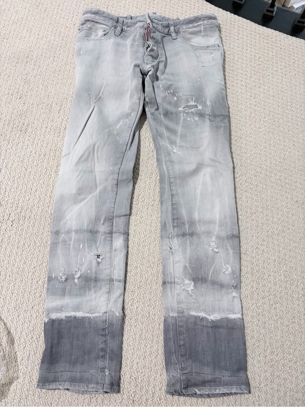 Rare DSQUARED2 Two-Tone Distressed Paint Jeans IT 52 W36